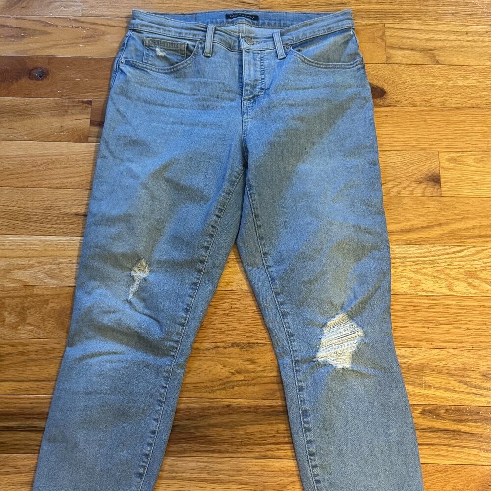 Lucky Brand Ava Jeans Women's Size 8/29A Mid Rise Crop Blue Denim Distressed